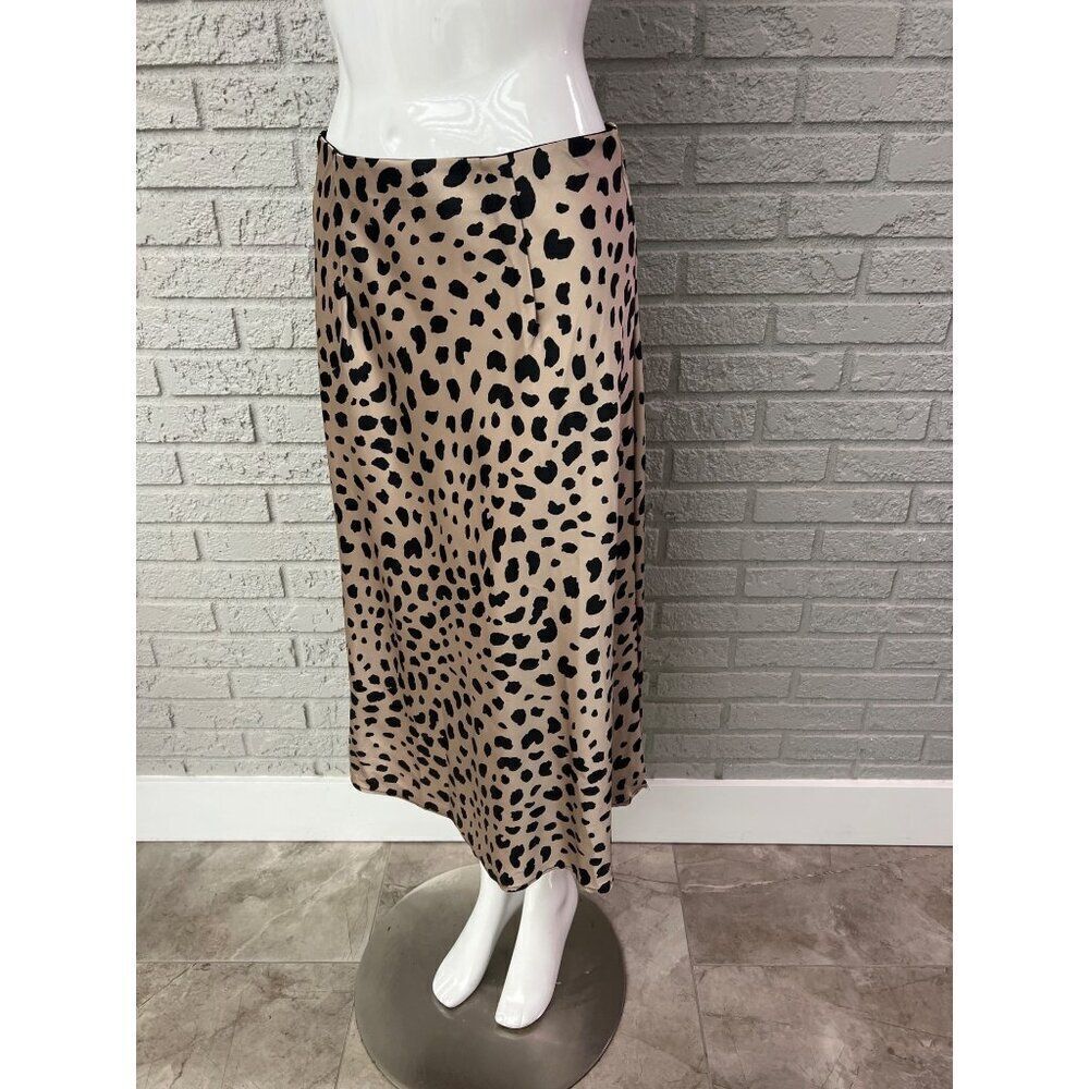 Chic Women Satin Animal Print Midi Skirt Size M - Picture 4 of 7